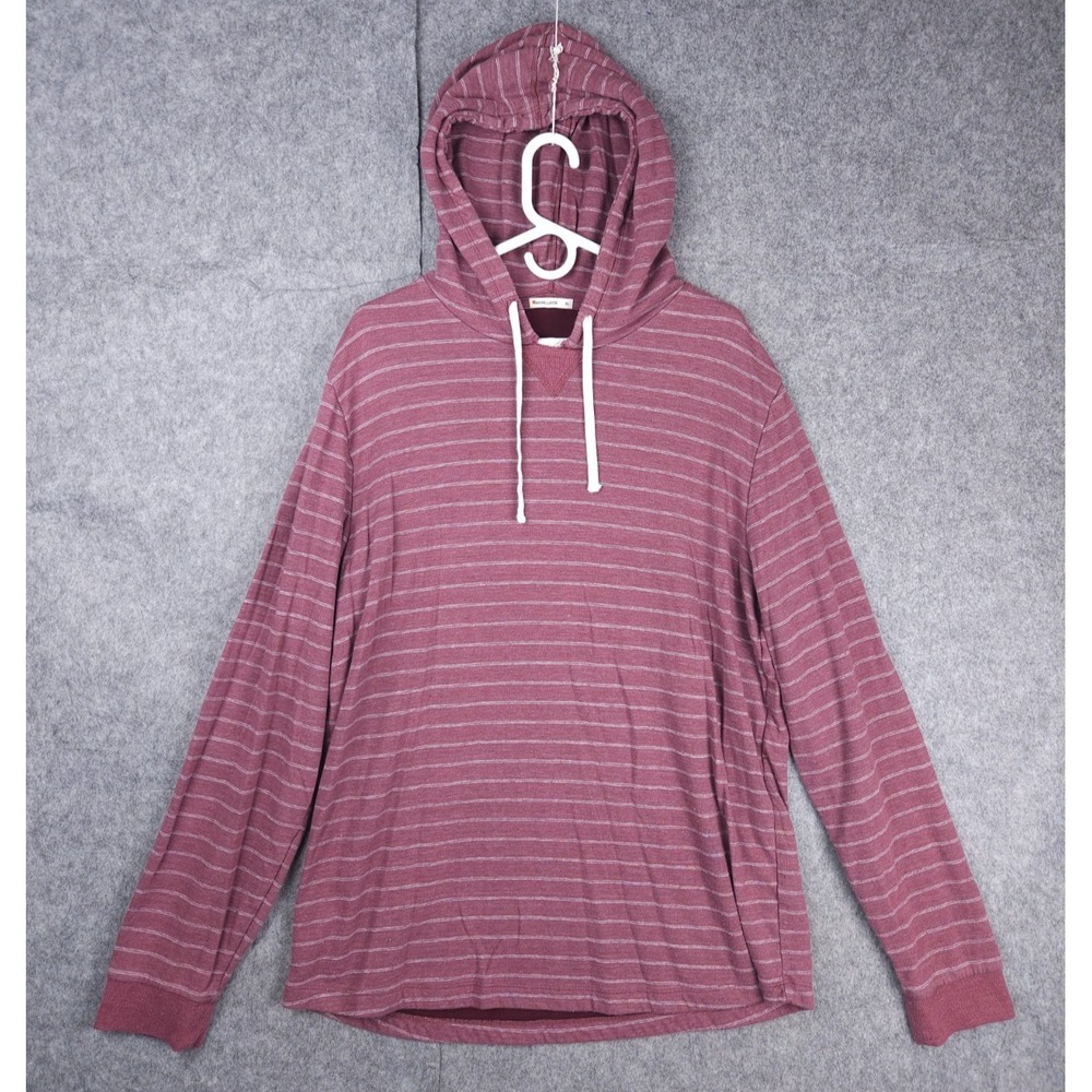 Marine Layer Hoodie Men's XL‎ Red Striped Drawstring Lightweight Rayon Blend